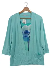Vorschaubild 1 von Damen Strickjacke Gr. 42/XL Blau Viskose Elegant Klassisch