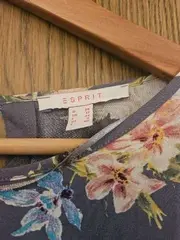 Vorschaubild 2 von Damen Bluse Gr. 38/M Grau Blumenmuster Bohemian Viskose 3/4-Arm