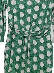 Vorschaubild 2 von Damen Freizeitkleid Grün Punkte Gr. 38 Midi Viskose Langarm