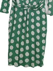 Vorschaubild 3 von Damen Freizeitkleid Grün Punkte Gr. 38 Midi Viskose Langarm