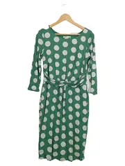 Vorschaubild 1 von Damen Freizeitkleid Grün Punkte Gr. 38 Midi Viskose Langarm