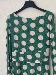 Vorschaubild 6 von Damen Freizeitkleid Grün Punkte Gr. 38 Midi Viskose Langarm
