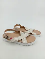 Vorschaubild 2 von Sandalen Damen Beige Gr. 40 Casual Plateau Logo-Print