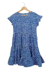 Vorschaubild 1 von Damen Sommerkleid Gr. 34 Blau Blumenmuster Casual