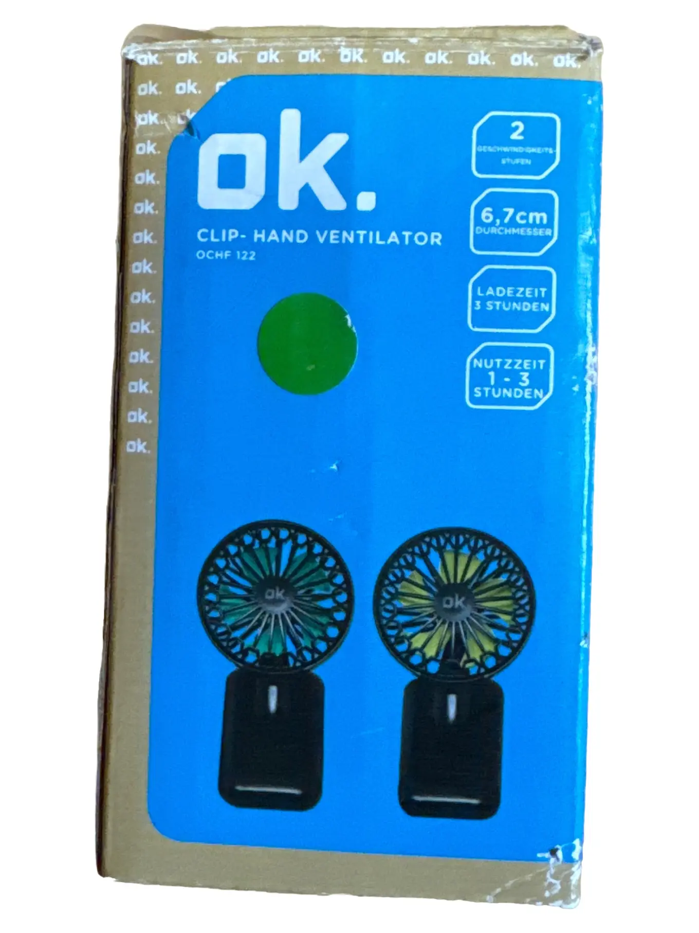 OK. OCHF 122 Clip-Ventilator Mini Lüfter USB Akku Schwarz