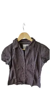 Vorschaubild 1 von Damen Hemdbluse Gr. 38/M Braun Kurzarm Baumwolle Casual