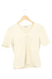 Vorschaubild 1 von T-Shirt Damen 36/S Beige Elegant Klassisch V-Ausschnitt Raffungen