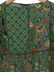 Vorschaubild 2 von Woman Damen Bluse Tunika Grün Paisley 3/4 Arm Fransen XS