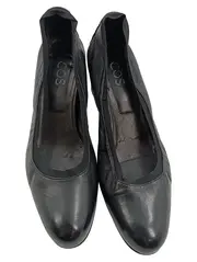 Vorschaubild 2 von Damen Pumps Leder Schwarz Blockabsatz Gr. 38 Ballerina-Stil
