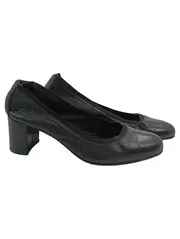 Vorschaubild 3 von Damen Pumps Leder Schwarz Blockabsatz Gr. 38 Ballerina-Stil