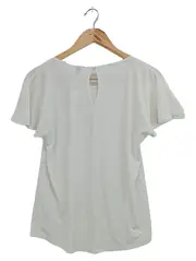 Vorschaubild 2 von Damen T-Shirt Gr. 34/XS Weiß Elegant Raffungen Bestickt