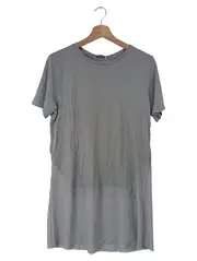 Vorschaubild 1 von Damen T-Shirt Grau Gr. 38/M Casual Kurzarm Asymmetrisch Polyester