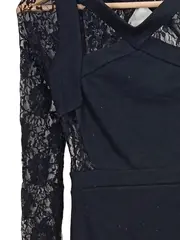 Vorschaubild 3 von festliches Kleid Damen Gr. 34/XS Schwarz Spitze Langarm Elegant Floral