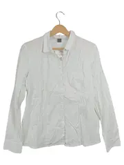 Vorschaubild 1 von Hemdbluse Langarm Damen Gr. 38 Weiß Baumwolle Casual Uni