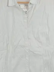 Vorschaubild 3 von Hemdbluse Langarm Damen Gr. 38 Weiß Baumwolle Casual Uni