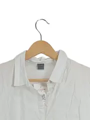 Vorschaubild 2 von Hemdbluse Langarm Damen Gr. 38 Weiß Baumwolle Casual Uni