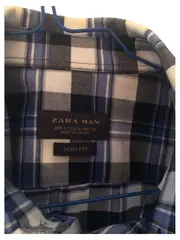 Vorschaubild 2 von Man Herren Freizeithemd Kariert Blau Gr. S Slim Fit Langarm Baumwolle