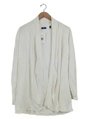 Vorschaubild 1 von Strickjacke Damen Beige Gr. 40/L Casual Baumwolle Rippstrick Cardigan