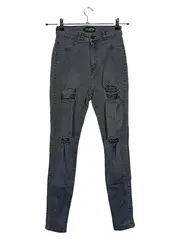 Vorschaubild 1 von Damen Destroyed Jeans Hose Grau S Streetwear