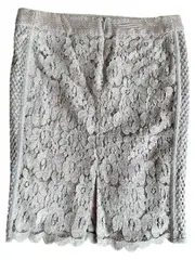 Vorschaubild 2 von Damen Wickelrock Gr. 40 L Beige Spitze Blumenmuster Feminin Elegant