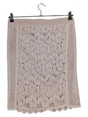 Vorschaubild 1 von Damen Wickelrock Gr. 40 L Beige Spitze Blumenmuster Feminin Elegant