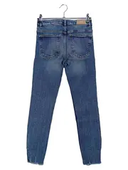 Vorschaubild 2 von Damen Jeans Slim Fit Blau Gr. 36 W28 Lochmuster Perlen High Waist