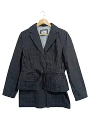 Vorschaubild 1 von Damen Blazer Gr. 38 M Grau Kariert Business Baumwolle