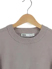 Vorschaubild 2 von Damen Pullover Cropped Oversized Beige Gr. S Rundhals Strick
