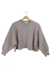 Vorschaubild 1 von Damen Pullover Cropped Oversized Beige Gr. S Rundhals Strick