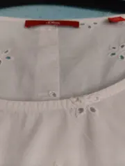 Vorschaubild 2 von Bluse Damen Gr. 40 Weiß Broderie Anglaise Lochstickerei
