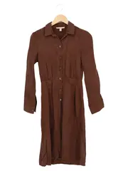 Vorschaubild 1 von Damen Blusenkleid Hemdblusenkleid Gr. 32/XXS Braun Casual Modern