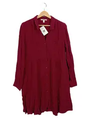 Vorschaubild 1 von Damen Blusenkleid Gr. 36 S Rot Viskose Hemdblusenkleid Casual