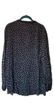 Vorschaubild 2 von Damen Bluse Vogelmuster Blau Gr. 44 XXL Langarm Viskose