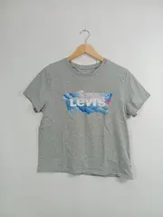 Vorschaubild 2 von Damen T-Shirt Grau Gr. 38/M Logo Print Kurzarm Casual