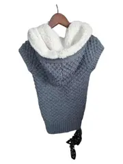 Vorschaubild 3 von Knit Damen Fellweste Kapuze Teddyfell Grau Gr. S