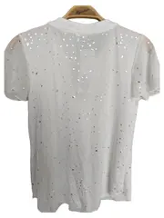 Vorschaubild 2 von Damen Bluse Elegant Weiß Gr. S Kurzarm Glitzer