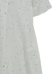 Vorschaubild 5 von Damen Bluse Elegant Weiß Gr. S Kurzarm Glitzer