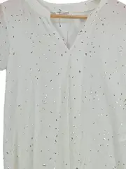 Vorschaubild 3 von Damen Bluse Elegant Weiß Gr. S Kurzarm Glitzer
