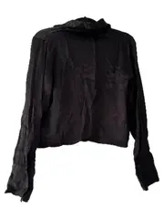 Vorschaubild 2 von Damen Bluse Gr. M Schwarz Satin Optik Langarm Hemd Elegant