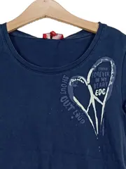 Vorschaubild 2 von EDC Damen T-Shirt Gr. 40/L Blau Casual Print Herz