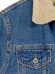 Vorschaubild 3 von Herren Jeansjacke Blau Einheitsgröße Teddyfellkragen Casual