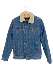Vorschaubild 1 von Herren Jeansjacke Blau Einheitsgröße Teddyfellkragen Casual