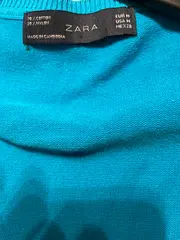 Vorschaubild 5 von Damen Strickjacke Gr. M Türkis Cardigan 3/4-Arm Baumwolle