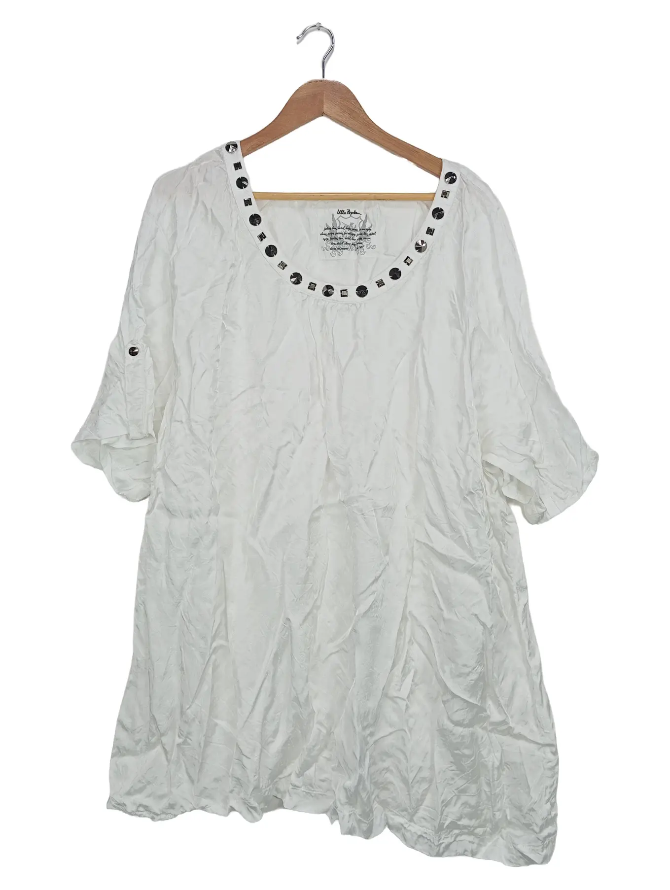 ULLA POPKEN Damen Bluse Shirt Tunika Gr. 52/54 Weiß Casual