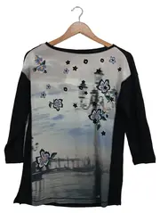 Vorschaubild 1 von Damen Langarmshirt Gr. 32/XXS Mehrfarbig Blumenmuster Casual