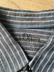 Vorschaubild 5 von Herren Kurzarm Freizeithemd Gestreift Leinen-Mix Gr. 40