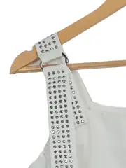 Vorschaubild 3 von Damen Top Shirt M Weiß Modern Cold Shoulder Nieten