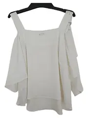 Vorschaubild 2 von Damen Top Shirt M Weiß Modern Cold Shoulder Nieten