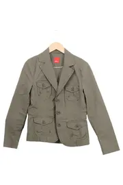 Vorschaubild 1 von Damen Blazer Gr. 40/L Casual Grün Gestreift Baumwolle