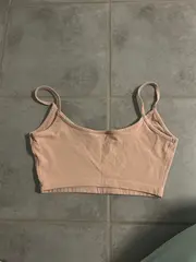Vorschaubild 2 von Damen Crop Top Shirt Gr. 36/S Beige Sportlich Strass Logo